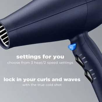 1875 Watt Texture Styling Hair Dryer for Natural Curls and Waves, Dark Blue, 1 Count 600R Mini Hair Dryer 5