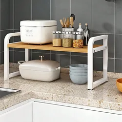 Multi - Tier Telescopic Kitchen Storage Rack and Organizer (White)