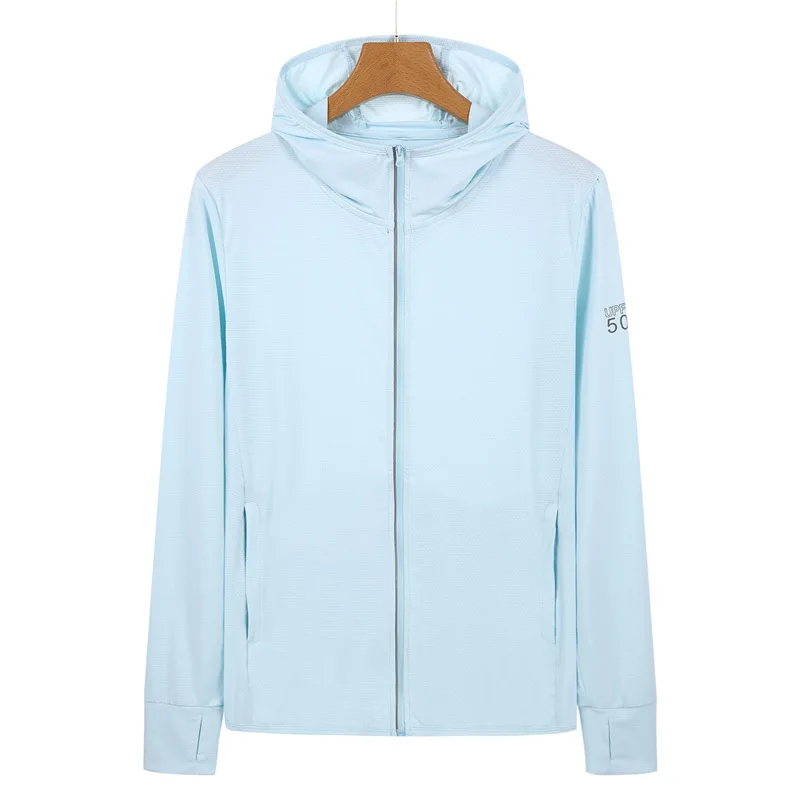 UPF50+ new stretch ice silk sunscreen clothing, women and men summer anti-ultraviolet long sleeves breathable sunscreen clothing
