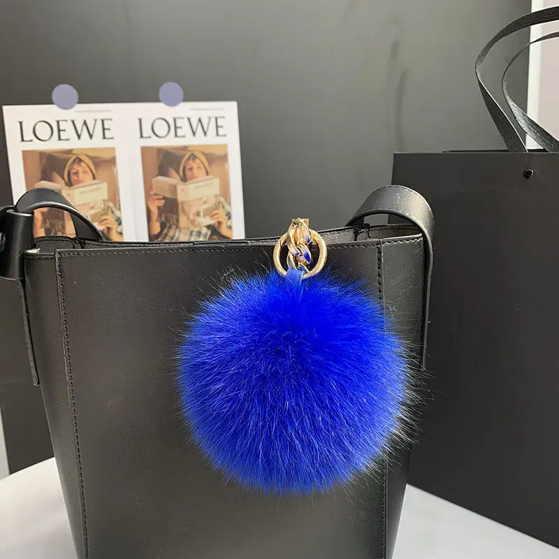 2025 푹신한 리얼 폭스 모피 볼 Poms 여성을위한 키 체인 럭셔리 Pompom 열쇠 고리 액세서리 가방 장식 Emo 악세사리 쥬얼리 선물