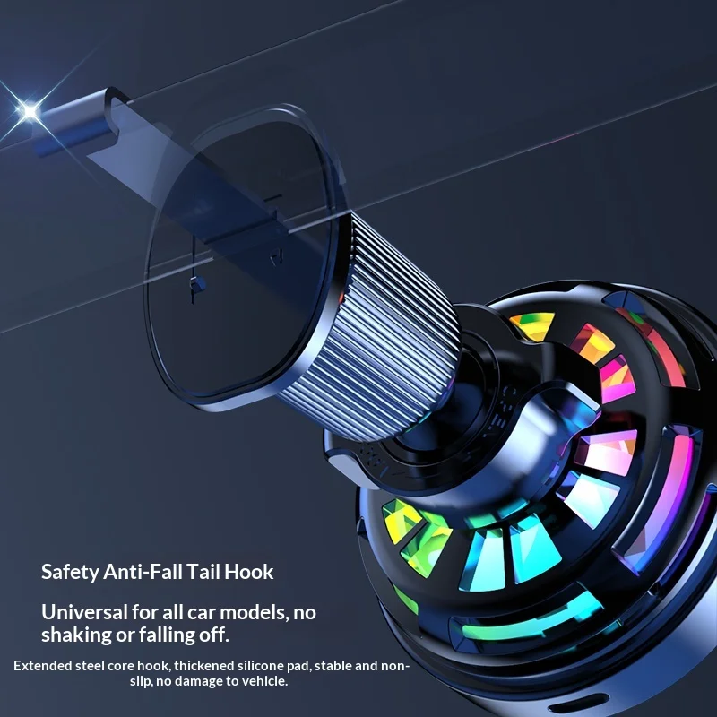 Qi2.2 25W Air-Cooling Car Magnetic Wireless Charger LED Light Phone Stand For Magsafe iPhone 17~12 Pro Max Fast Charging Station