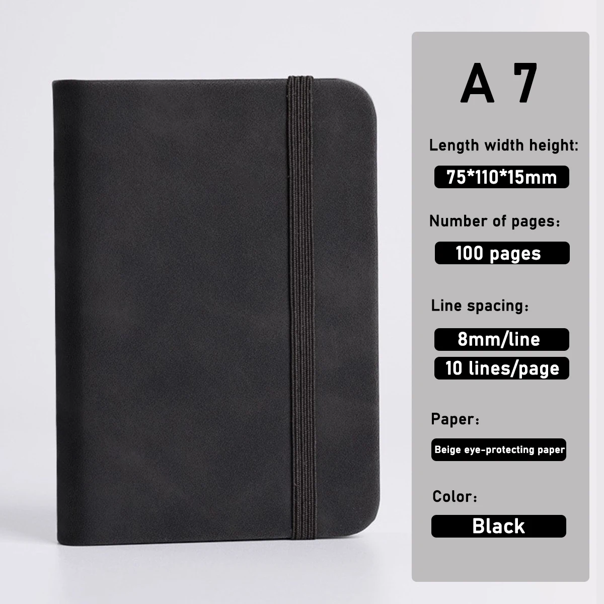 A7 Mini-Notizbuch Tragbarer Taschen-Notizblock | PU-Leder Einband Tagebuch Planer Agenda Notizbuch | Kompaktes Büro- und Schulbedarf für Dai – Detail 13