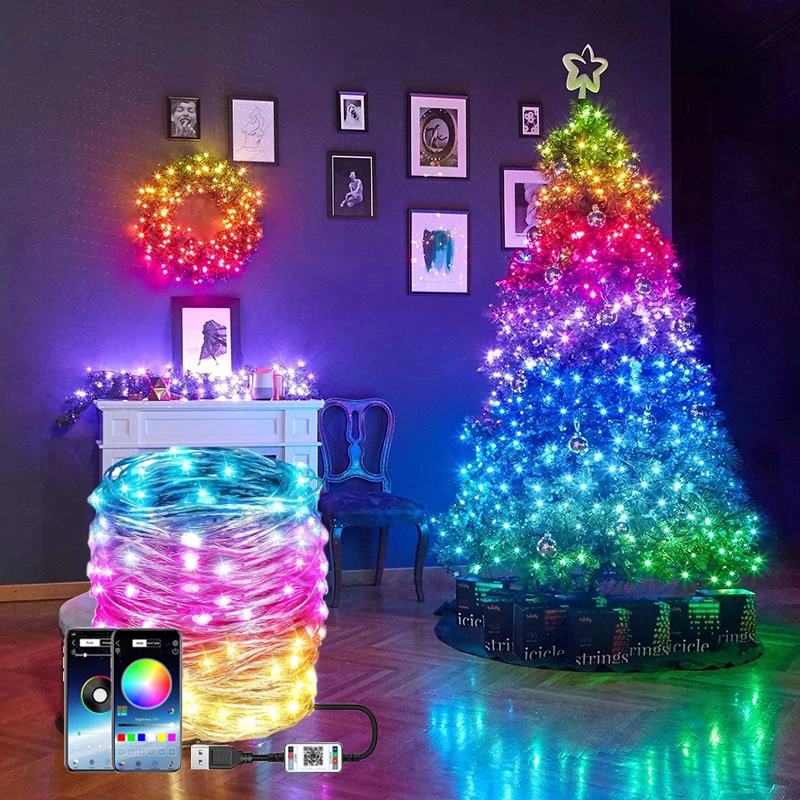 Luzes Led String Decoração Da Árvore De Natal Feliz Natal Para Navida Casa  Decoratio Usb Bluetooth Lâmpada Inteligente Noel Presente Ano Novo  Ornamento - Iluminação De Fim De Ano - AliExpress