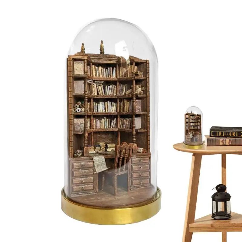 

The Bay Library Miniature Creative Fun Library Wooden Small Ornaments 26cm Handmade Miniatures Bookcases Funny Gift