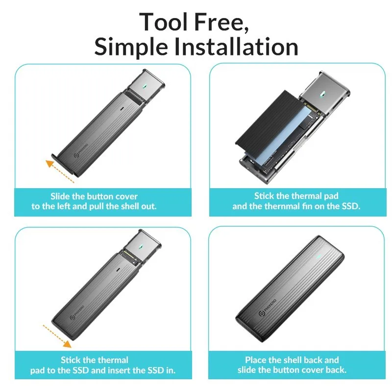 Phixero 10GBPS  PORTOCON SSD NVME M.2 Ŭ SSD  USB  NGFF SATA ܺ ̽ C  C HD 丮 ڽ