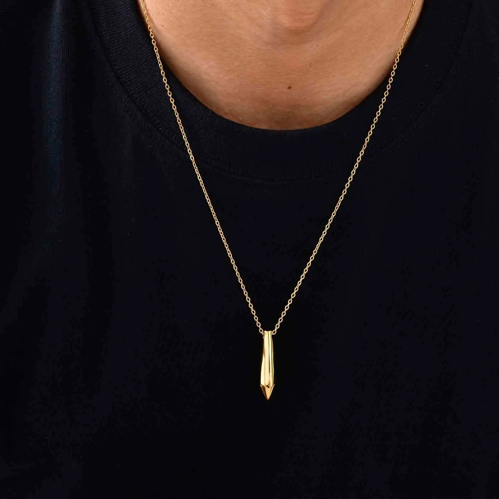 Stainless Steel Cut Bullet Necklace for Men,Stylish Vertical Pendant Necklace,Birthday Party Gift