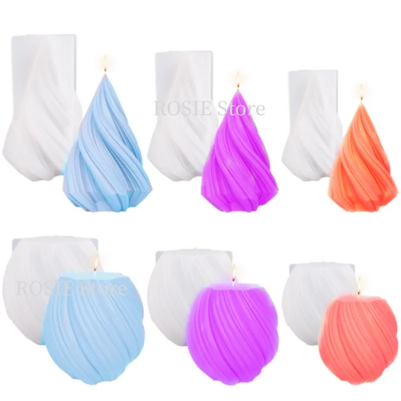 Irregular Silicone Candle Geometric Wave Rotating Multiple sizes Candle Mold DIY Resin Soap Gift Candle Making Mold Crafts Home