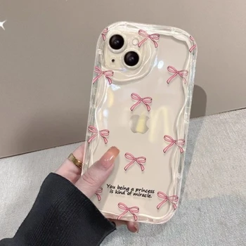 Custodia per telefono Bowknot per IPhone 16 Pro Max 15 14 13 12 11 Plus Protezione morbida trasparente antiurto Cover posteriore Paraurti