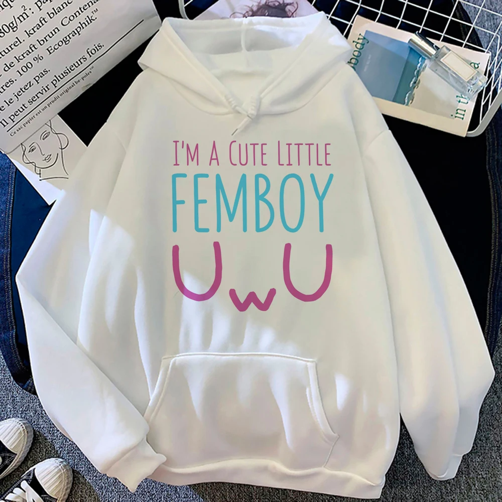 

Femboy hoodies women aesthetic Korean style Hood pulls female graphic sweater