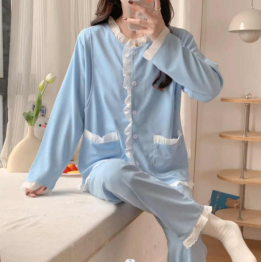 Breastfeeding Maternity Pajamas Sets Cotton Pregnacy Women Clothing Sleepwear Long Sleeve Tops+Pants Nursing Nightgown Lactation 100% cotton breastfeeding clothes sets winter postpartum women fashion plaid lactation pajamas suits nursing sleepwear lactation