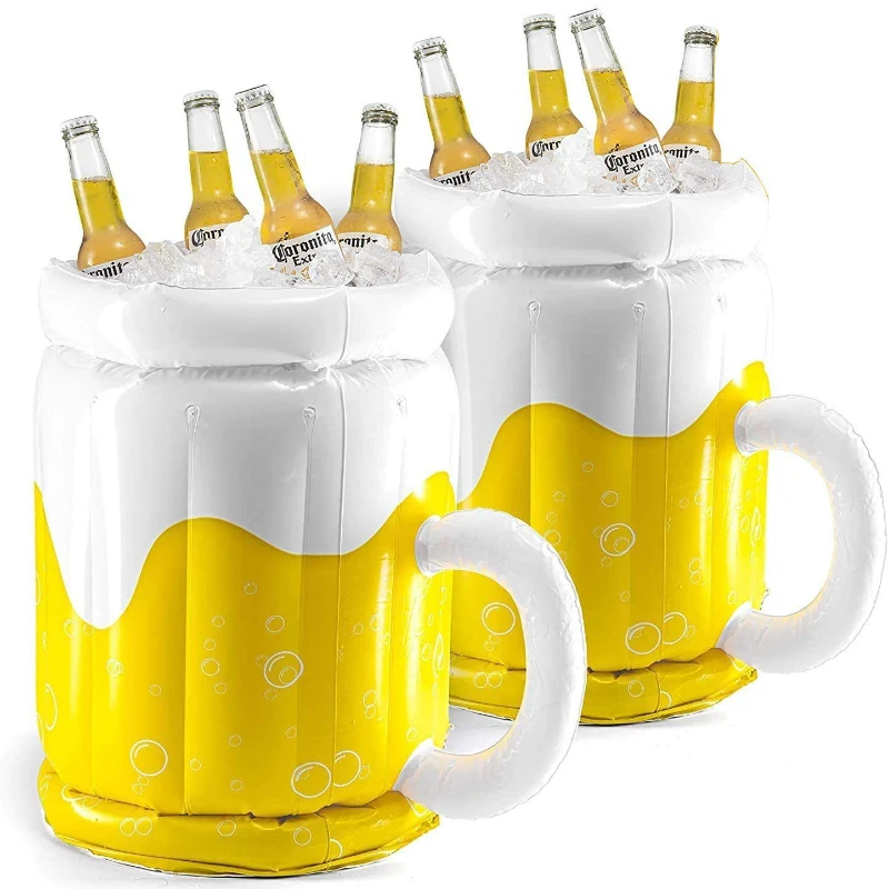 Large Summer Pool Inflatable Beer Ice Bucket PVC Beer Cooler Bucket Party Swimming Pool Drink Cooling Barrel Beach 6pcs set metal gold drink coasters coffe tea cup pads cake party cup small dishes for cups gadzety do pokoju bd018