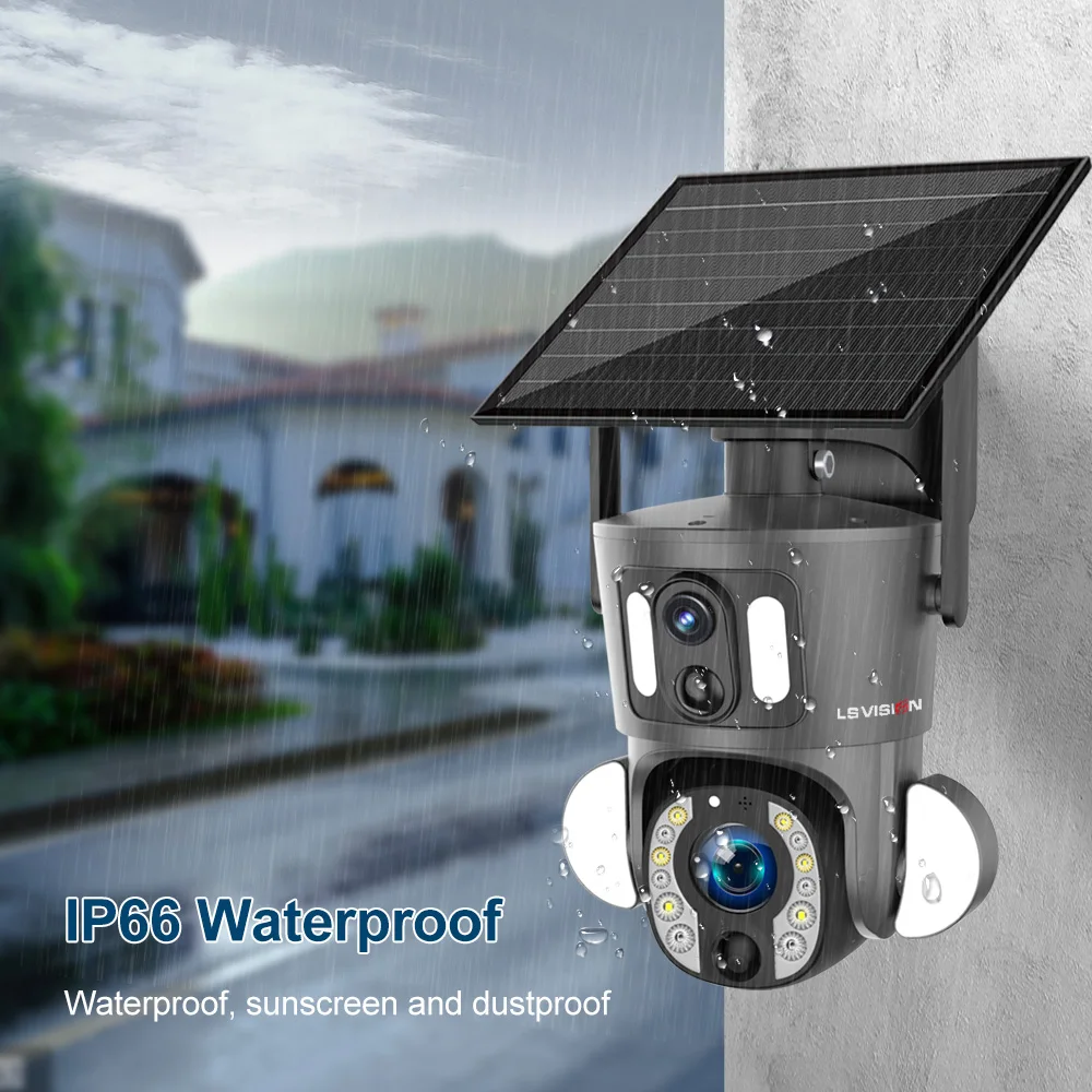 LS VISION 4G Solar Security Camera Outdoor 20X Zoom Dual Screen 8MP WiFi PTZ Dual Lens PIR Detection Auto Tracking Camera UBOX 6