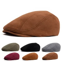 New Suede Autumn Winter Beret Fashion Vintage Men Women Newsboy Hat Casual Flat Visor Cap Berets For 54-58cm Head Circum Ference