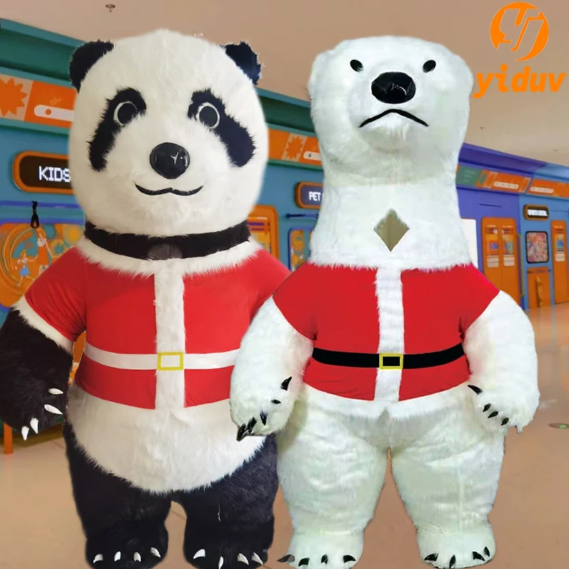 

Christmas Panda Inflatable Doll Suit Yellow Pink Polar Bear Inflatable Suit Christmas Carnival Feast Winter Activity Fleece Suit