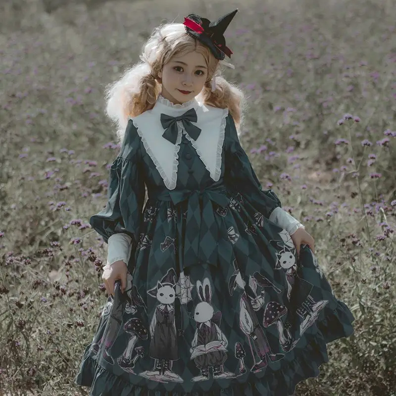 

[Poisonous Mushroom] Lolita Small Skirt Op Dark Gorgeous Gothic Simple Lolita Dress