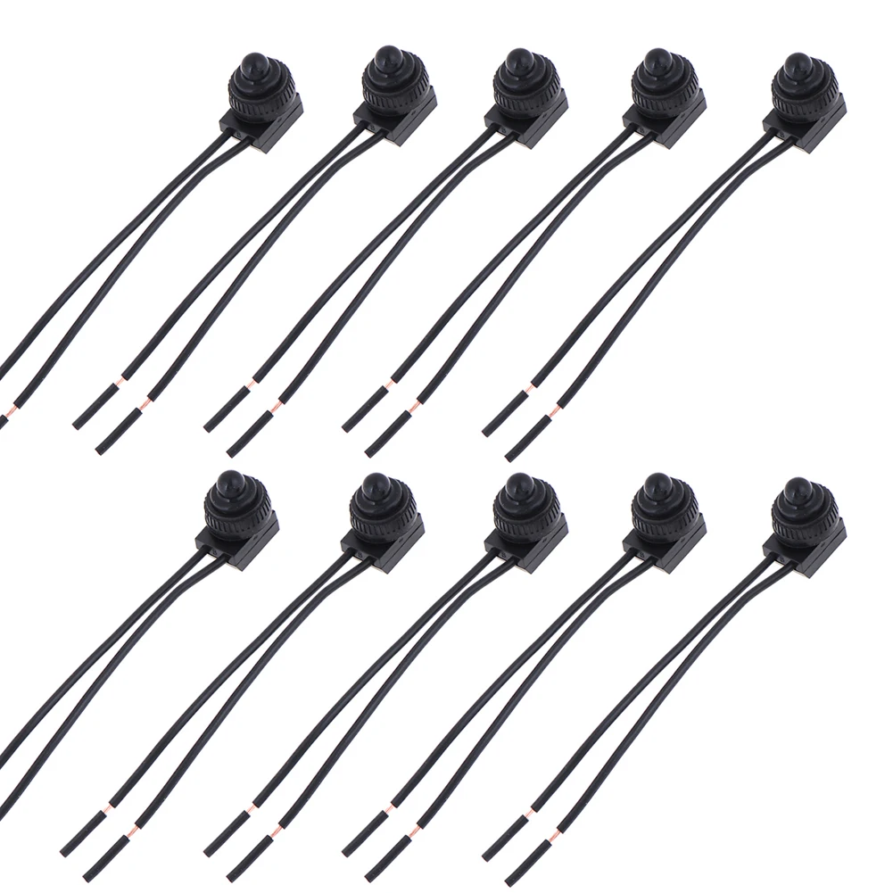 

10Pcs AC250V Waterproof Push Button On-Off Switch with 4" Lead Wire Black 3A Self-locking Switch IP67 Waterproof Switch