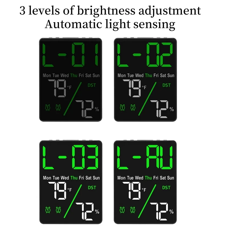 Digital Alarm Clock 3-Level Brightness Dimmable Led Electronic Wall Clock Temperature And Humidity Display Table Clock