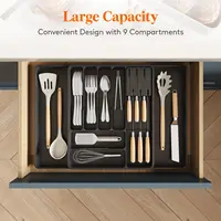 Silverware Drawer Organizer Expandable Utensil Tray with Removable Knife Block Utensil Storage Trays for Knives and Forks 2