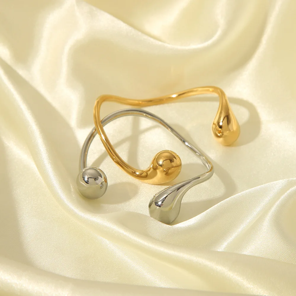 Statement 316L Stainless Steel Twisted Cuff Open Bracelet Bangle for Women Minimalist Fashion Trendy Chic Charm Jewelry 5