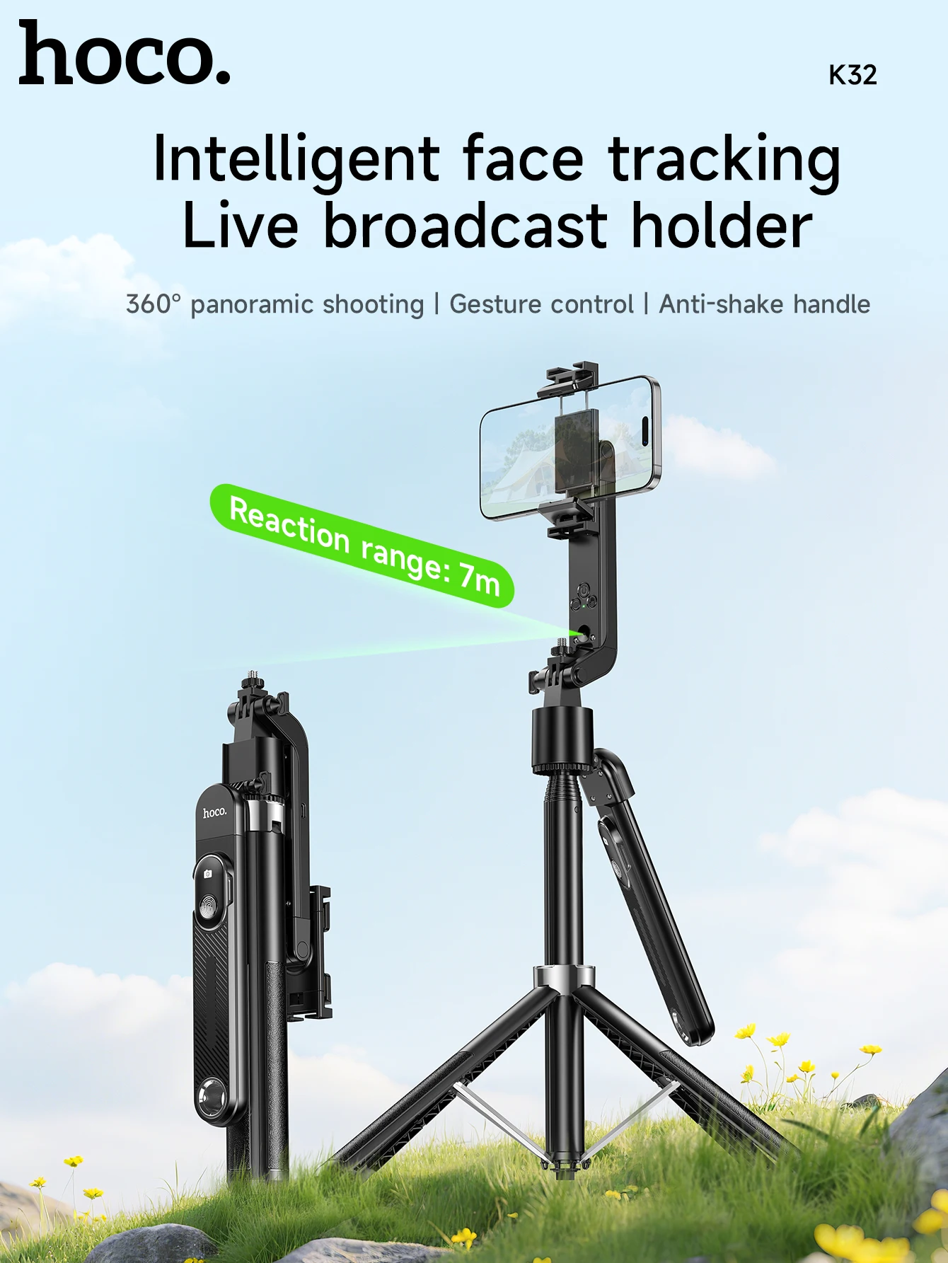 HOCO K32 Smart Face Tracking Gimbal Tripod with Bluetooth