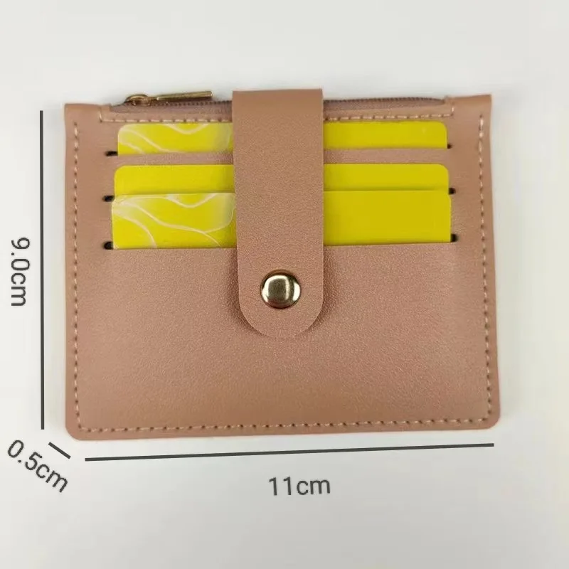 Women Short PU Leather Card Holder Wallet Slim Hasp Card Case Business Credit ID Card Organizer Zipper Small Coin Purse Pouch