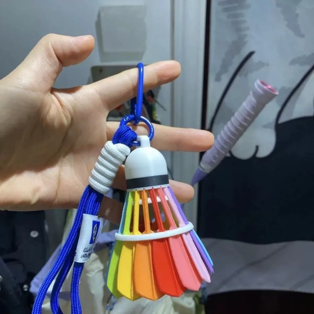 Regenbogen Farbe Badminton Schlüsselbund Lustige Kreative Badminton Tasche Anhänger Hängen Rucksack Dekor 3D Druck Schlüsselring – Detail 3