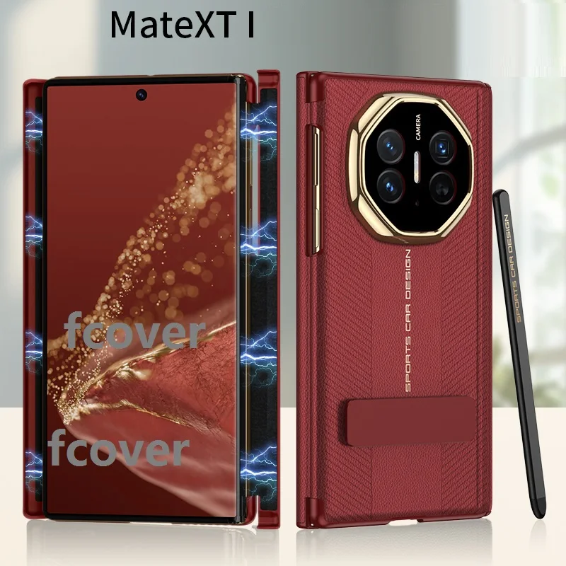 Leather Cover with Pen Holder and Double Hinge Protection - Magnetic Closure