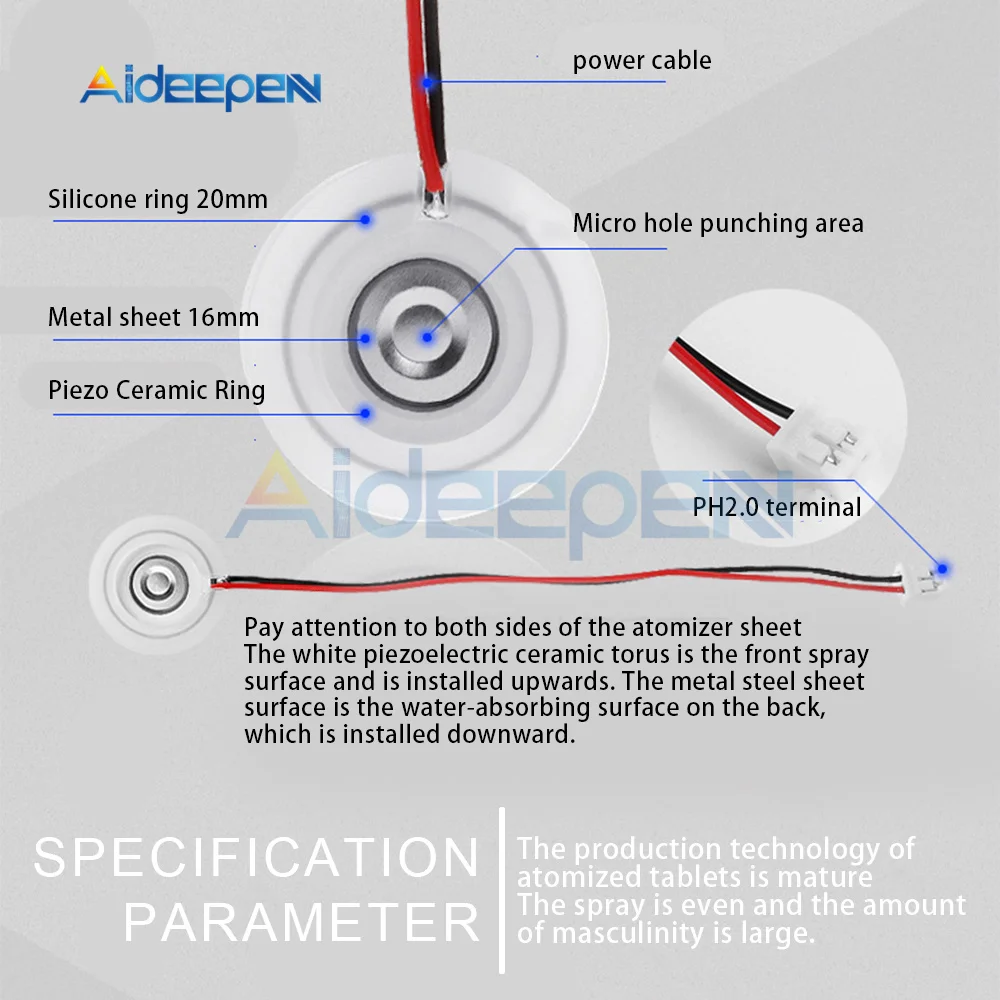 Humidifier Ultrasonic Sheet 20mm Piezoelectric Ceramic Ultrasonic Microporous Atomization Transducer Sheet Oscillator Sheet 5