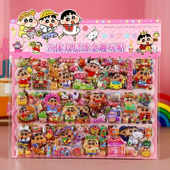 Adesivo per cartoni animati a doppio strato 3D Kawaii Crayon Shin-chan Adesivo decorativo per custodia per cellulare fai da te carino per scrapbooking