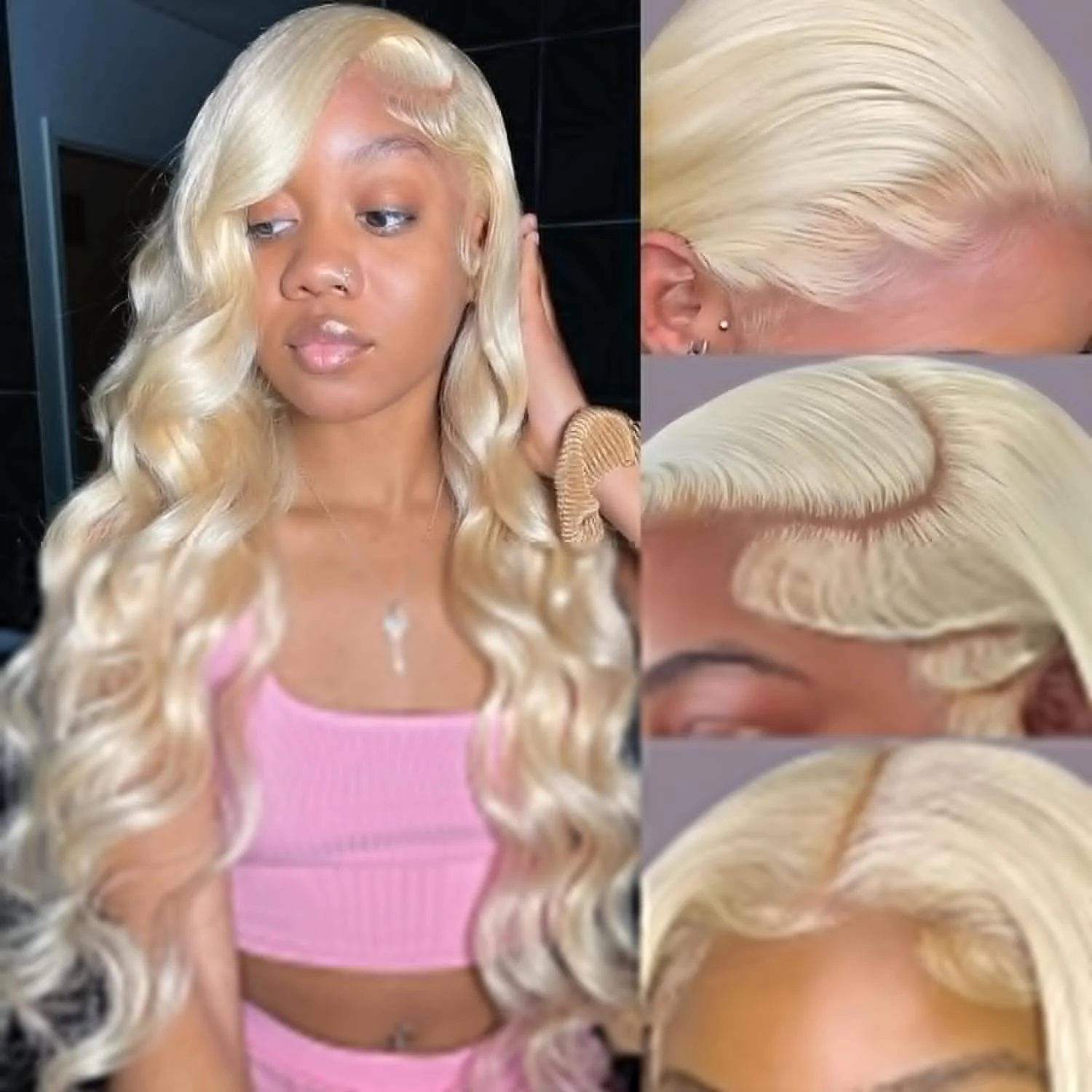 613 Blonde Colored Body Wave Full Frontal HD Transparent 13x4 13x6 Lace Human Hair Wigs Lace Front Wigs For Women 40 46 Inches