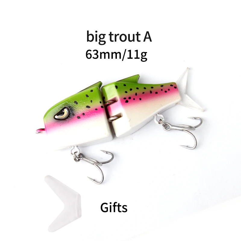 Ruke 63mm/11g Multi Jointed Swimbaits Fishing Lure Crankbait Lifelike Hard Fish Baits Small Fishing Lures Set Brasshopper Tackle