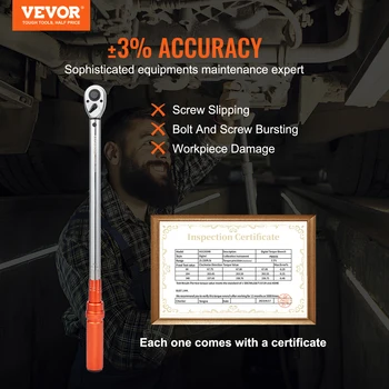 VEVOR 1/2" 1/4" 3/8" Mechanical Torque Wrench Set Precision Pointer Hand Tools Torque Wrench Mechanical Workshop Car Repair Tool 2