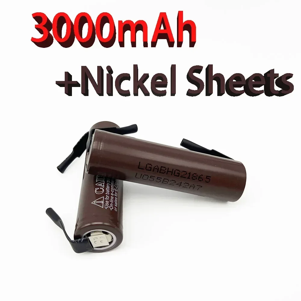 

3000mAh 3.7V HG2 18650 battery, lithium-ion rechargeable battery, high discharge 30A power supply+DIY nickel sheet