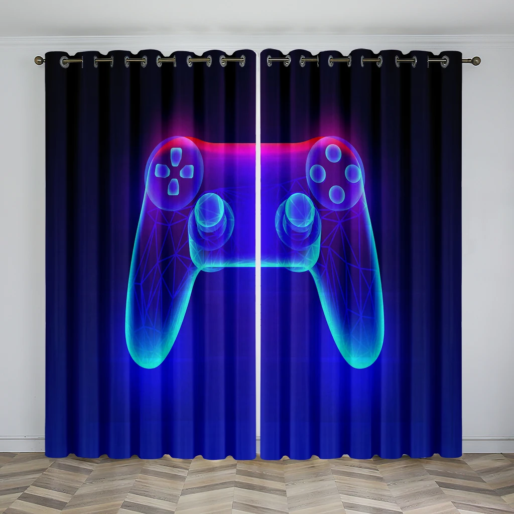 

2pcs Cool Gamepad Printed Curtains for Bedroom, Office, Kitchen, Living Room, Study Room Home Decor Sunshade Curtains