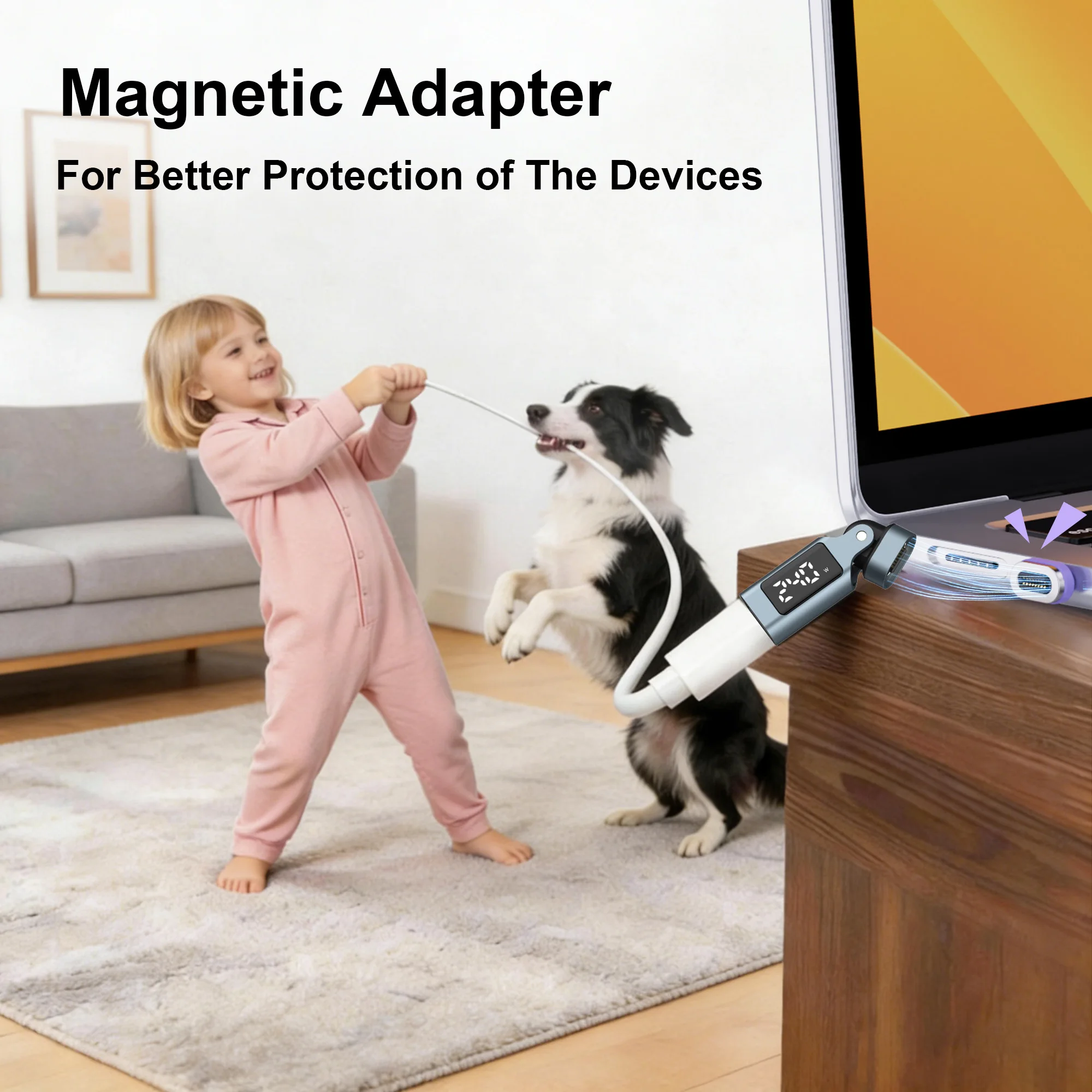 마그네틱 USB C to C 어댑터 240W PD 고속 충전 480Mbps 데이터 전송 180 ° 아이폰 17용 회전식 스위블 커넥터