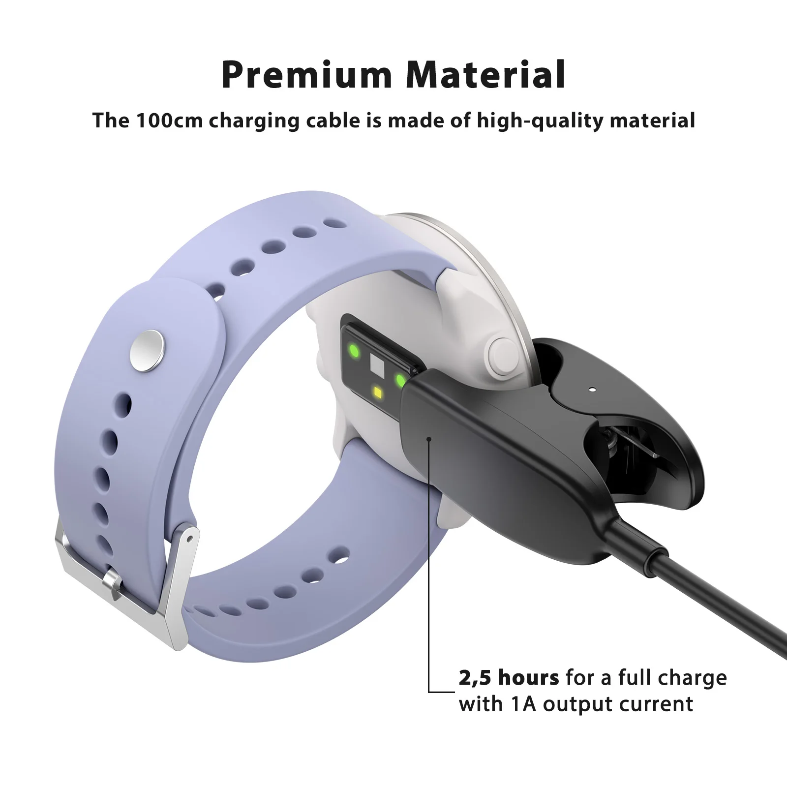 Universal USB Charging Cable with Clip Cradle Charger - 1 Meter Length