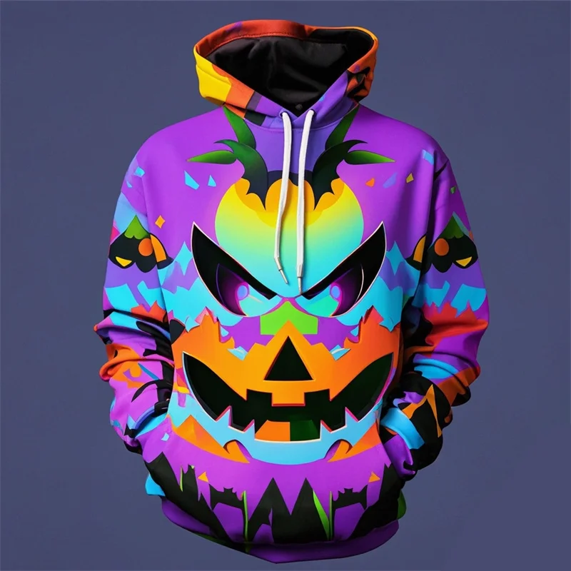 thumbnail image 1 of Sudadera con capucha con estampado de calabaza de moda de Halloween para hombre, divertida sudadera informal de manga larga con estampado 3D, jersey de gran tamaño con capucha, 1 of 5