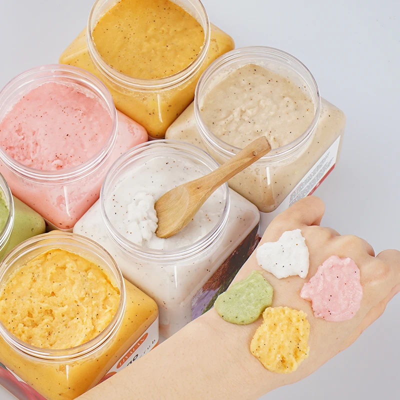 Body Scrub Fruit Sea Salt Avocado Strawberry Apricot Sherbet Skin Smooth Softens Cuticles Moisturizing Exfoliating
