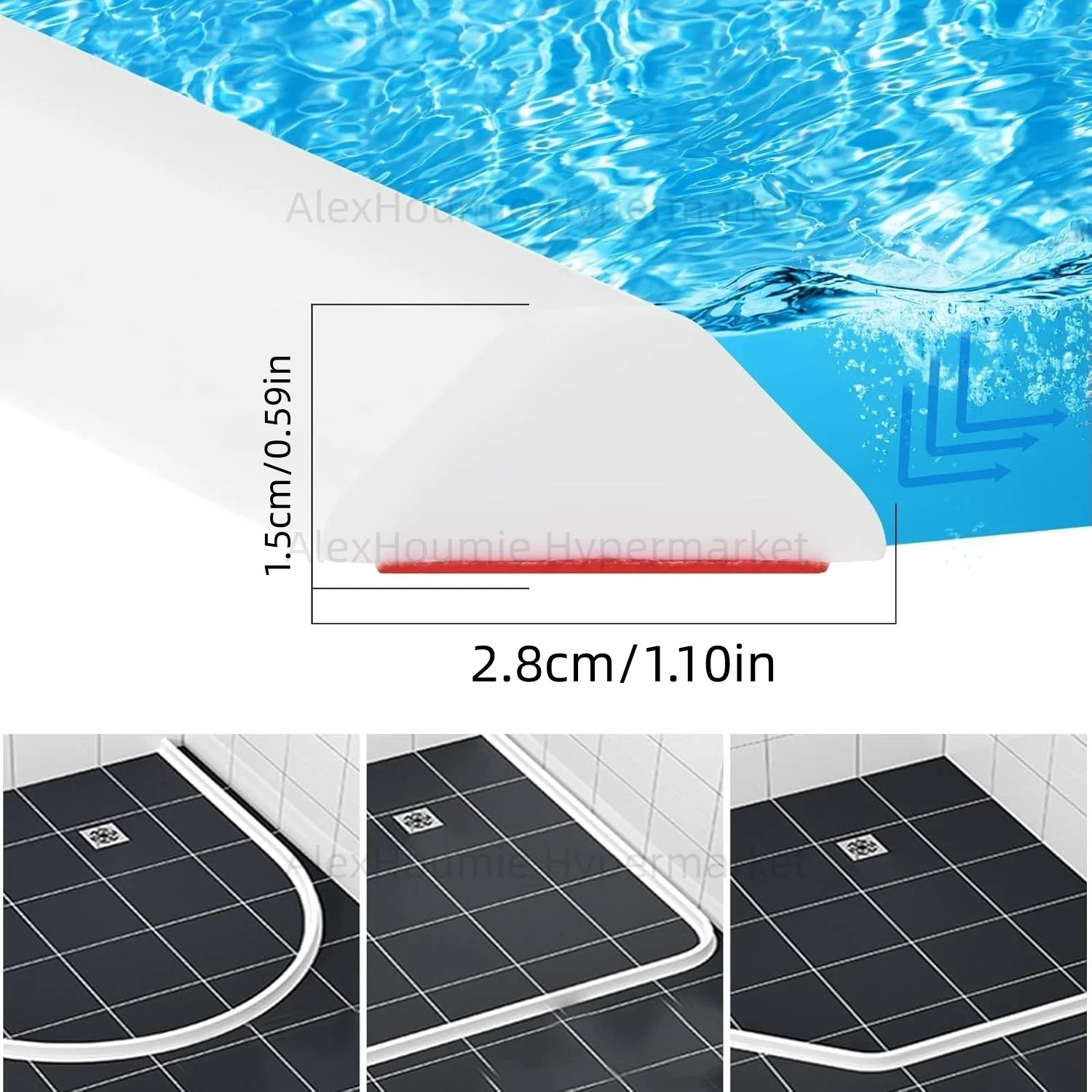 Collapsible Shower Water Dam Threshold Stopper Barrier Image 2