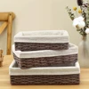 3PCS Rattan Woven Laundry Basket Cosmetic Jewelry Storage Basket Fabric Artly Handcrafted Three-Piece Set for Items 3