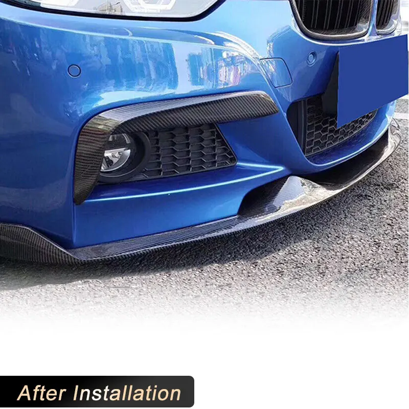 BMW 3 시리즈 F30 F31 M-스포츠 세단 2012-2018용 카본 파이버 프론트 범퍼 안개등 커버 트림, 자동차 프론트 카나드 바디 키트