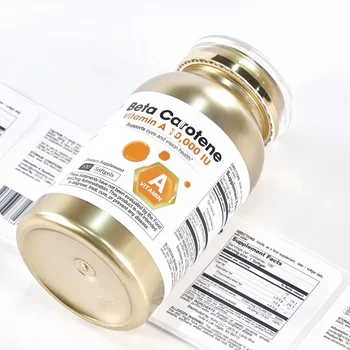 Custom Printed Label Stickers ｜ Vitamin A Beta Carotene Nutraceutical Bottle Labels ｜ Custom Design Service