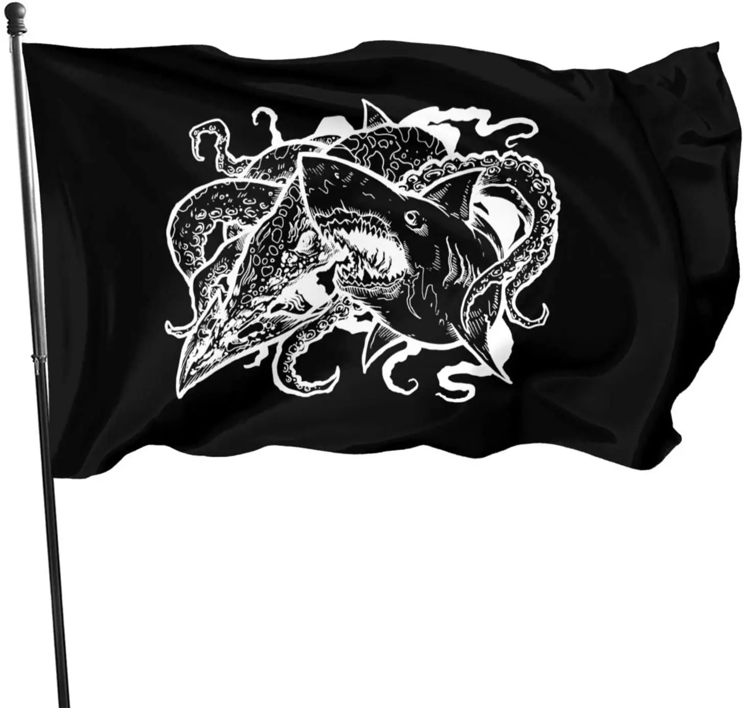 Shark Vs Kraken Flag Indoors Outdoors Garden Flag Uv Fade Resistant Garden Flag 3X5 Feet Banner