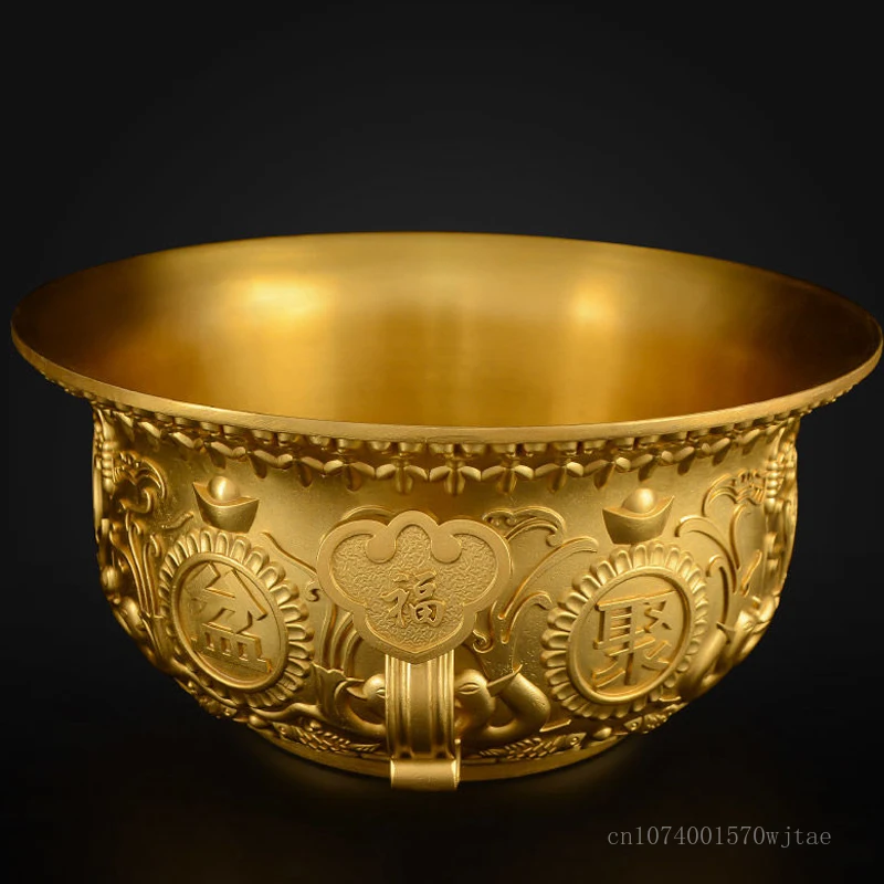 Creative Brass Ruyi Cornucopia Decoration, Home Living Room, Shop Opening for Buddha Supplies, Blessing Gift, Decor Bowl, 1Pc 5