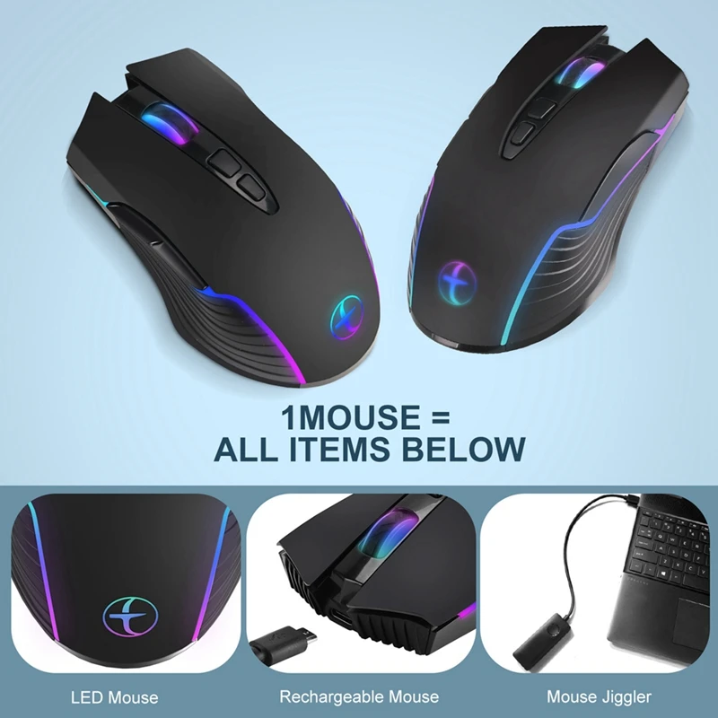 

Wireless Gaming Mouse Mover Mouse Jiggler With On/Off Button Keep Computer Awake Quiet Click Rechargeable Optical Mouse