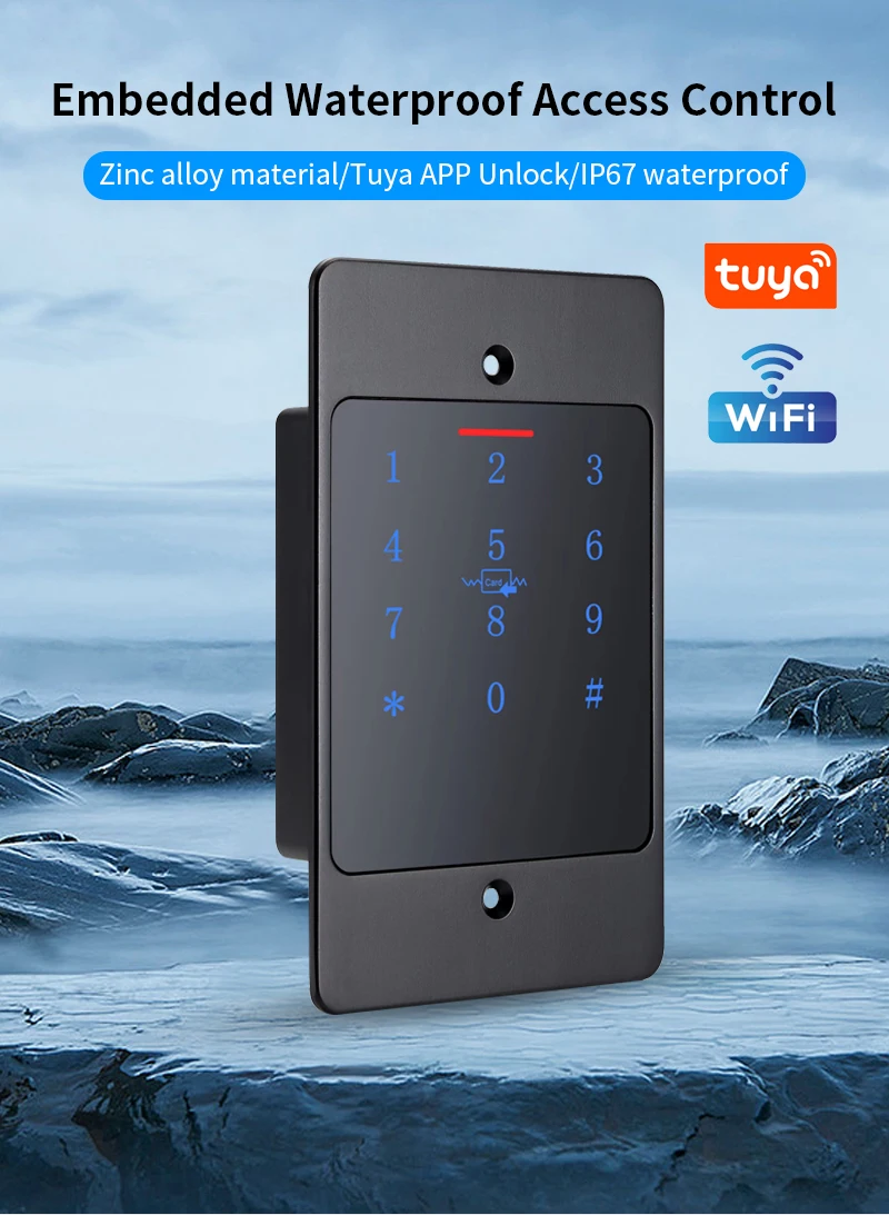 H5 Tuya Wifi Standalone Access Control RFID Keypad Metal IP67 Waterproof Embedde