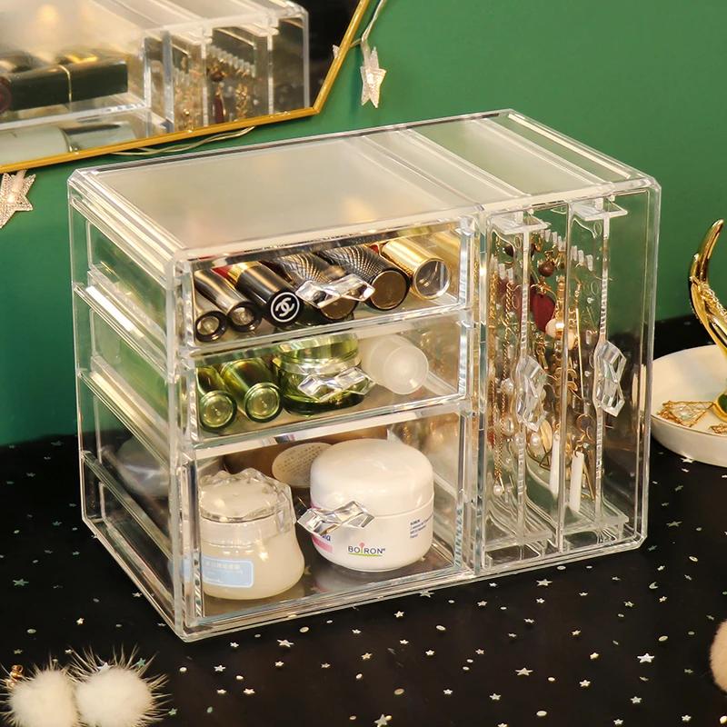 Plastic Jewelry Box Organizer Bracelet Earrings Jewelry Boxes Storage Ring Necklace Transparent Drawer Display Stand Accessories plastic jewelry box organizer for women necklace bracelet jewelry boxes storage drawer ring earrings transparent display stand