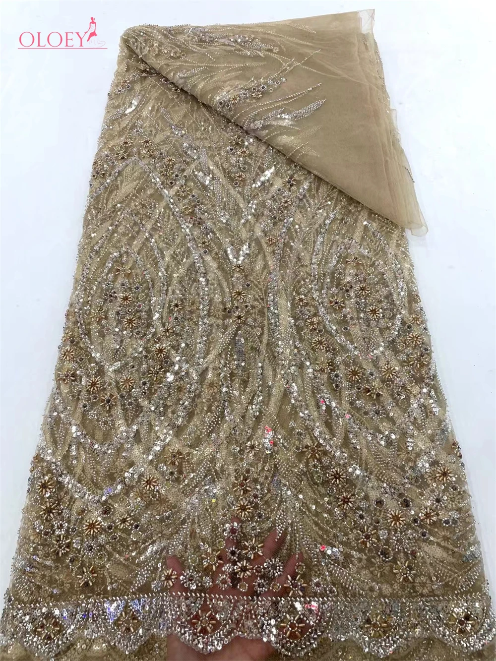 

Высококачественная Роскошная французская вышивка, тяжелая кружевная ткань для жениха, модная африканская нигерийская ткань с блестками для роскошного женского платья
