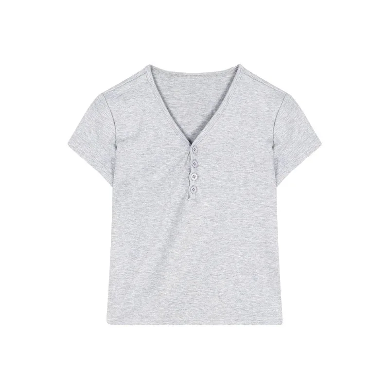 Women Casual V Neck Slim Fit Cropped T Shirts