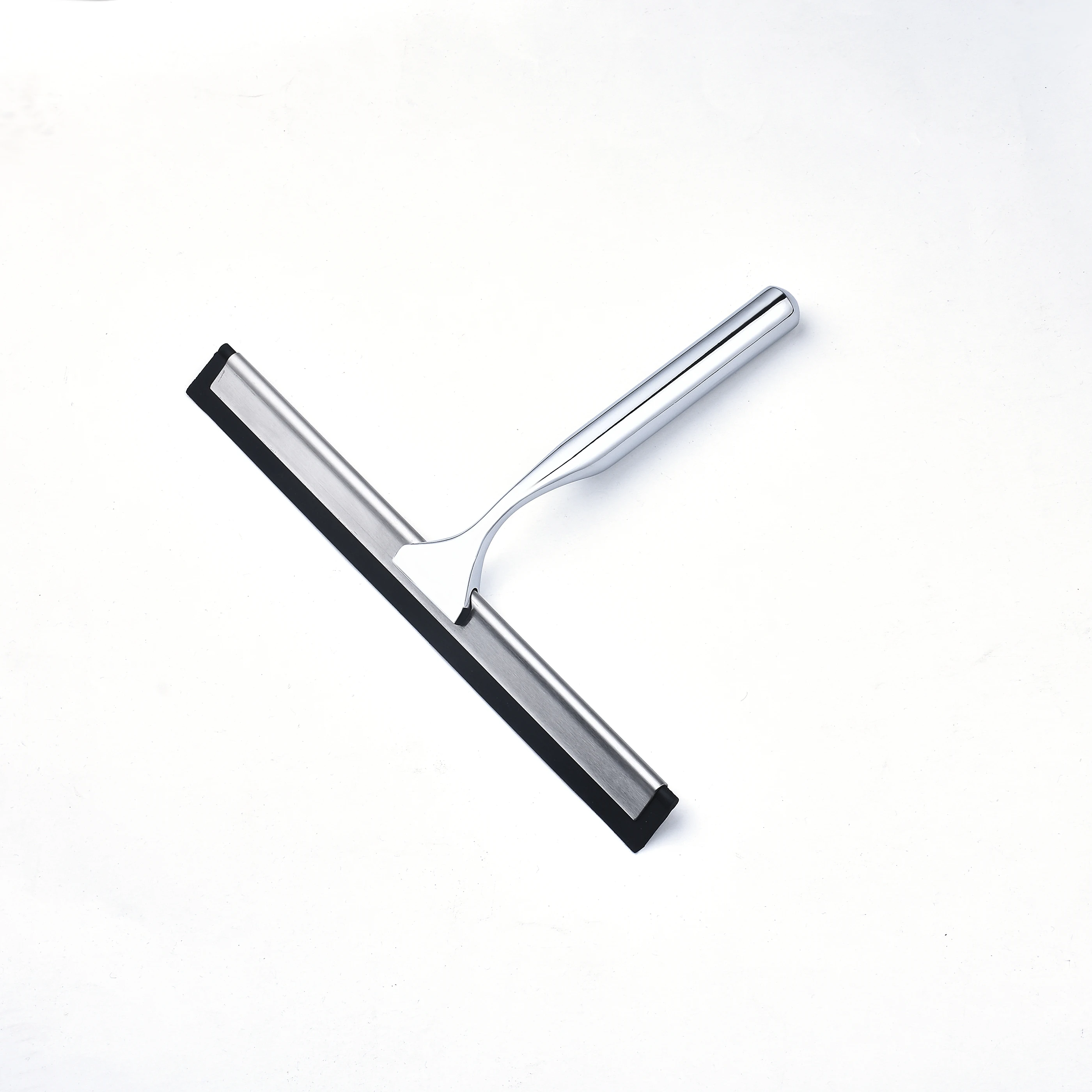 14'' INCH Shower Squeegee Stainless Steel Silicone Wiper Rubber Scrape Bathroom Cleaner Glass Door Hook Remove Stick Blade 6